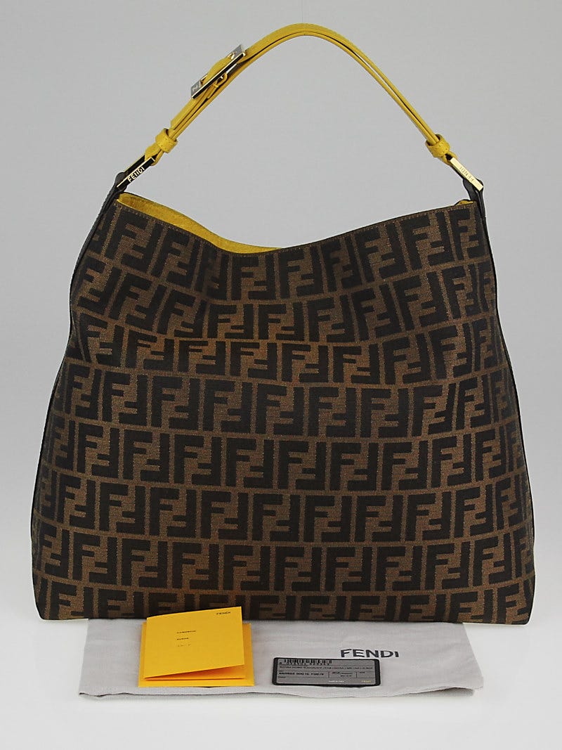 FENDI: fabric beauty case with jacquard pattern - Tobacco