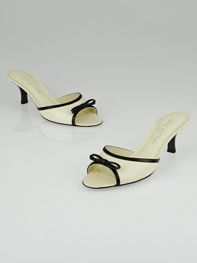Louis Vuitton White/Black Leather Slide Mules Size 5.5/36