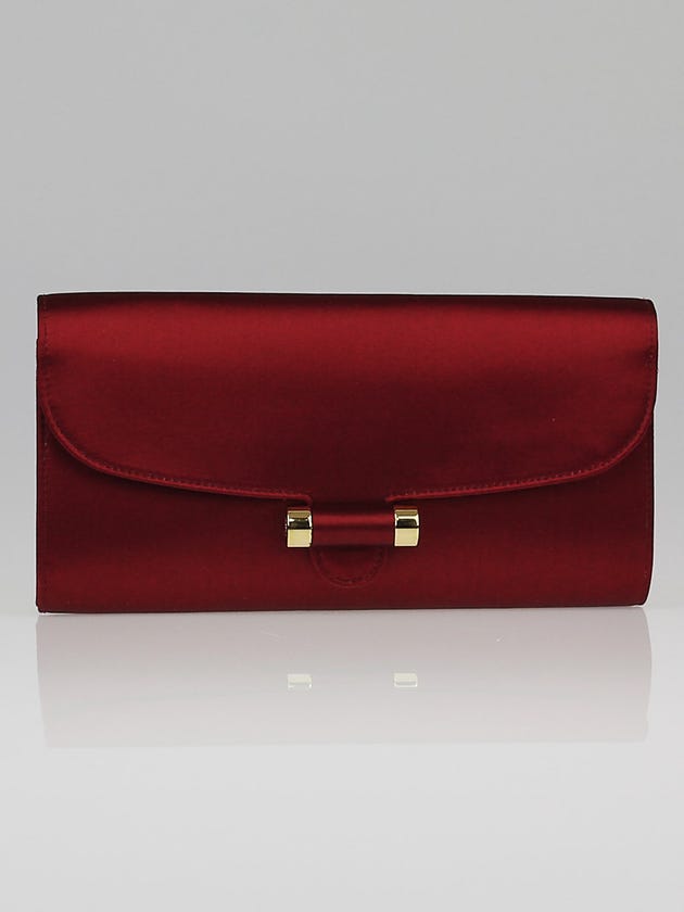 Yves Saint Laurent Red Satin Sac Muse Clutch Bag