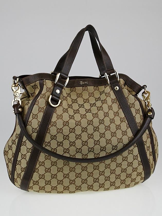 Gucci Beige/Ebony GG Canvas Abbey Convertible Hobo Bag