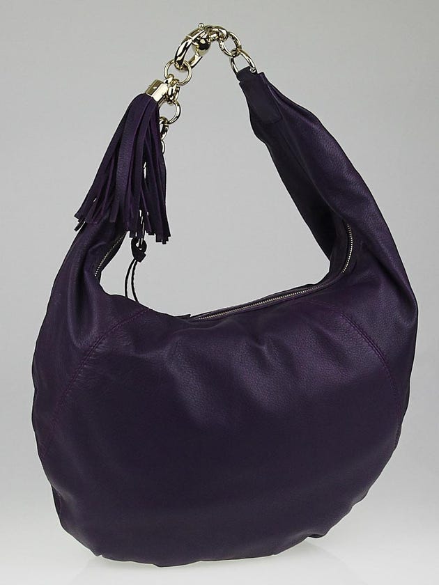 Gucci Dark Purple Leather Sienna Medium Horsebit Hobo Bag