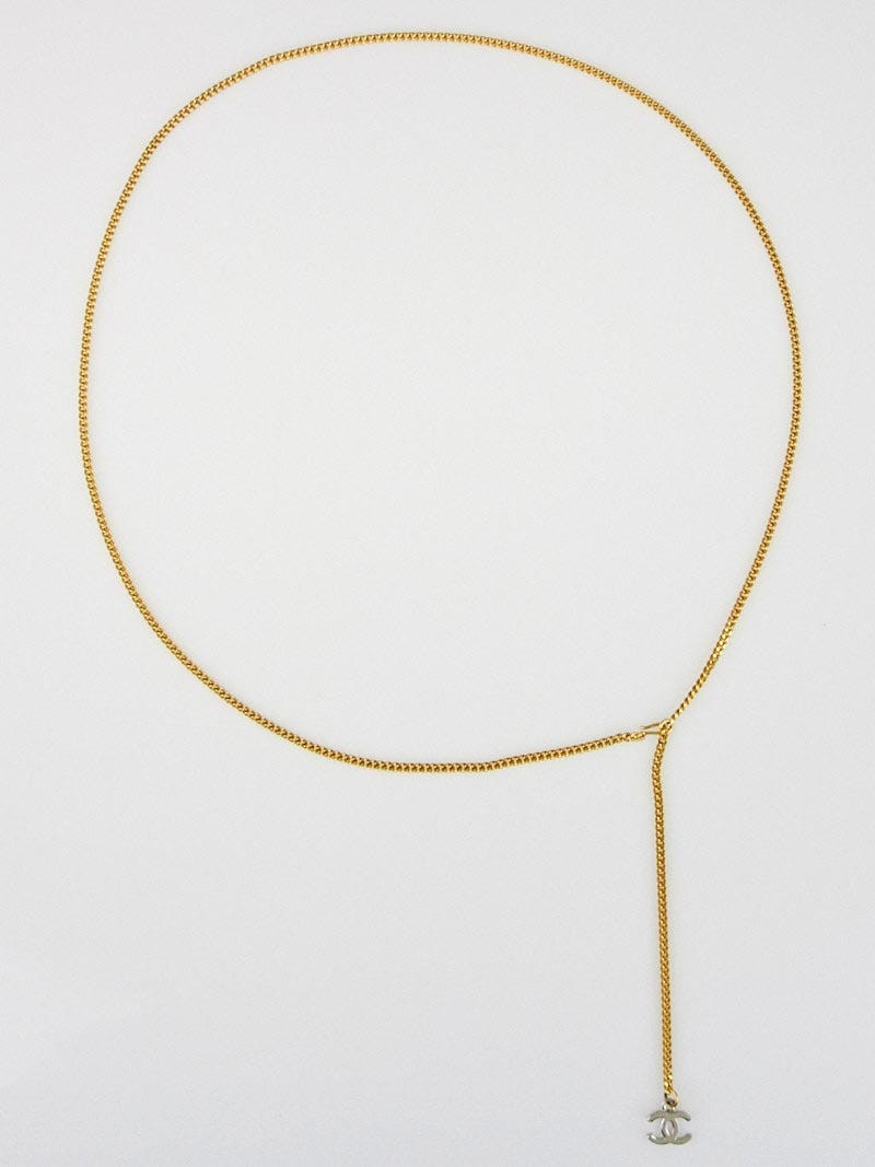 Chanel Goldtone Chain and Silver CC Skinny Belt