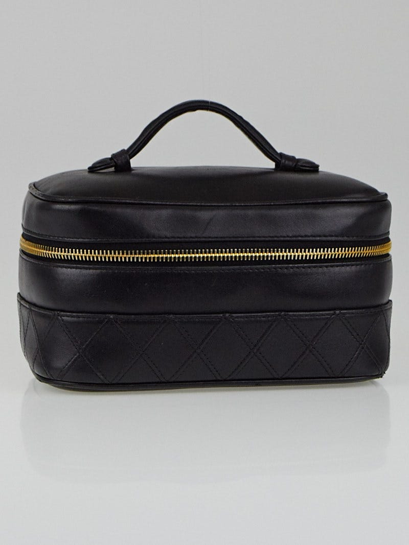 Chanel Black Leather Travel Cosmetic Case Bag