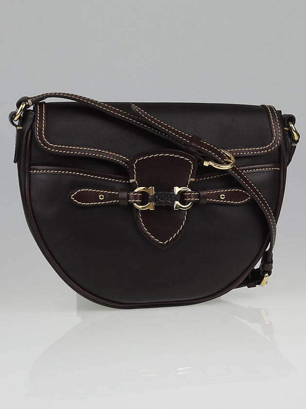Salvatore Ferragamo Brown Bull Leather Fedia Shoulder Bag