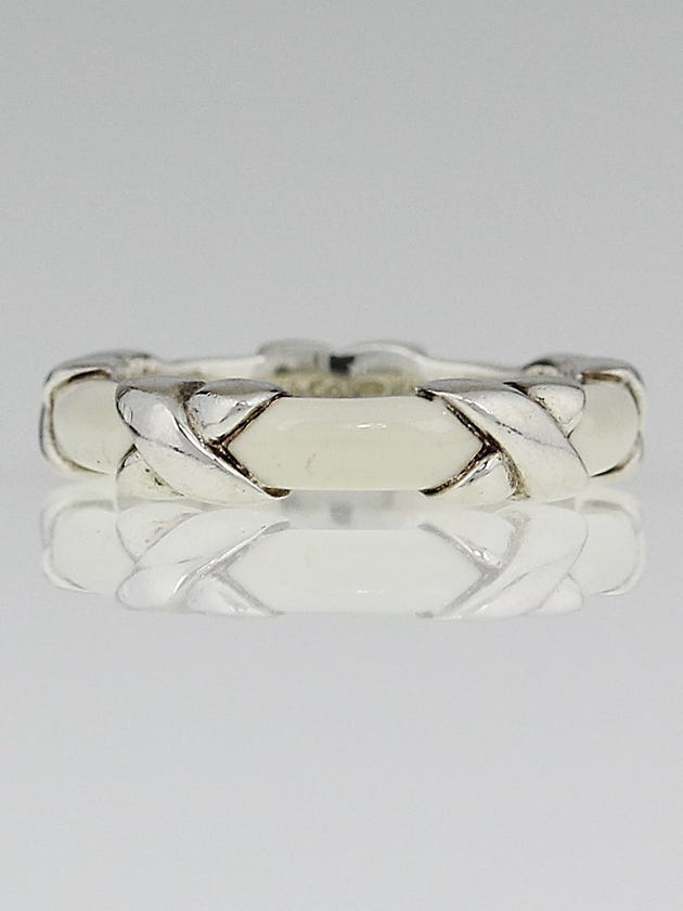 Tiffany & Co. Sterling Silver and White Enamel Signature X Ring Size 5.5