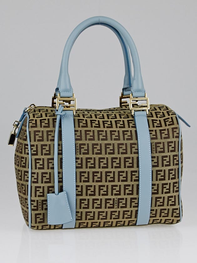 Fendi Beige/Laguna Zucchino Forever Canvas Bauletto Boston Bag 8BL068