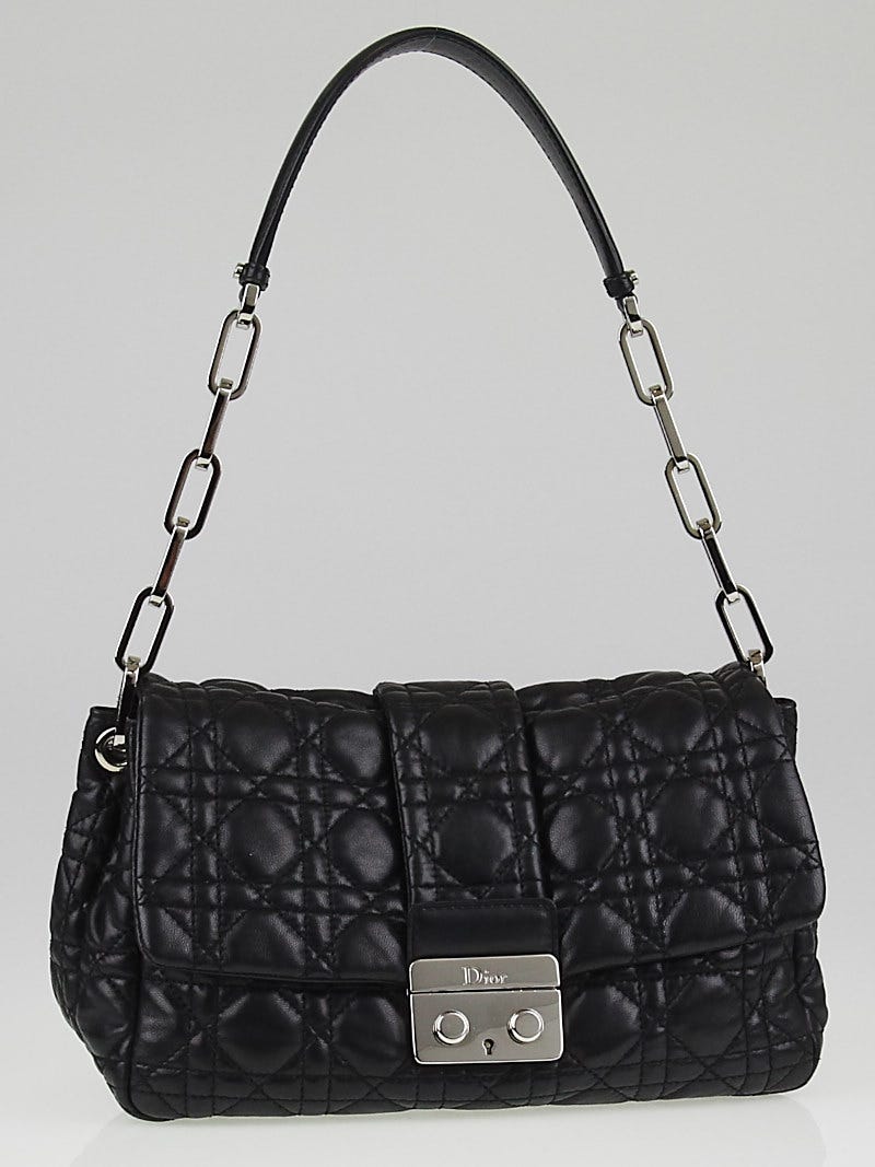 Christian Dior Black Cannage Quilted Lambskin Leather New Lock 