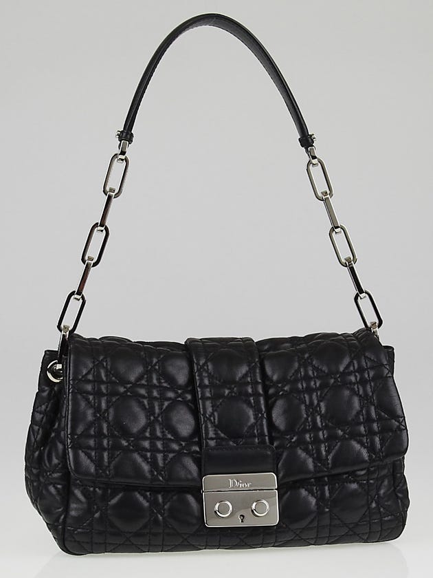 Christian Dior Black Cannage Quilted Lambskin Leather New Lock Flap Bag