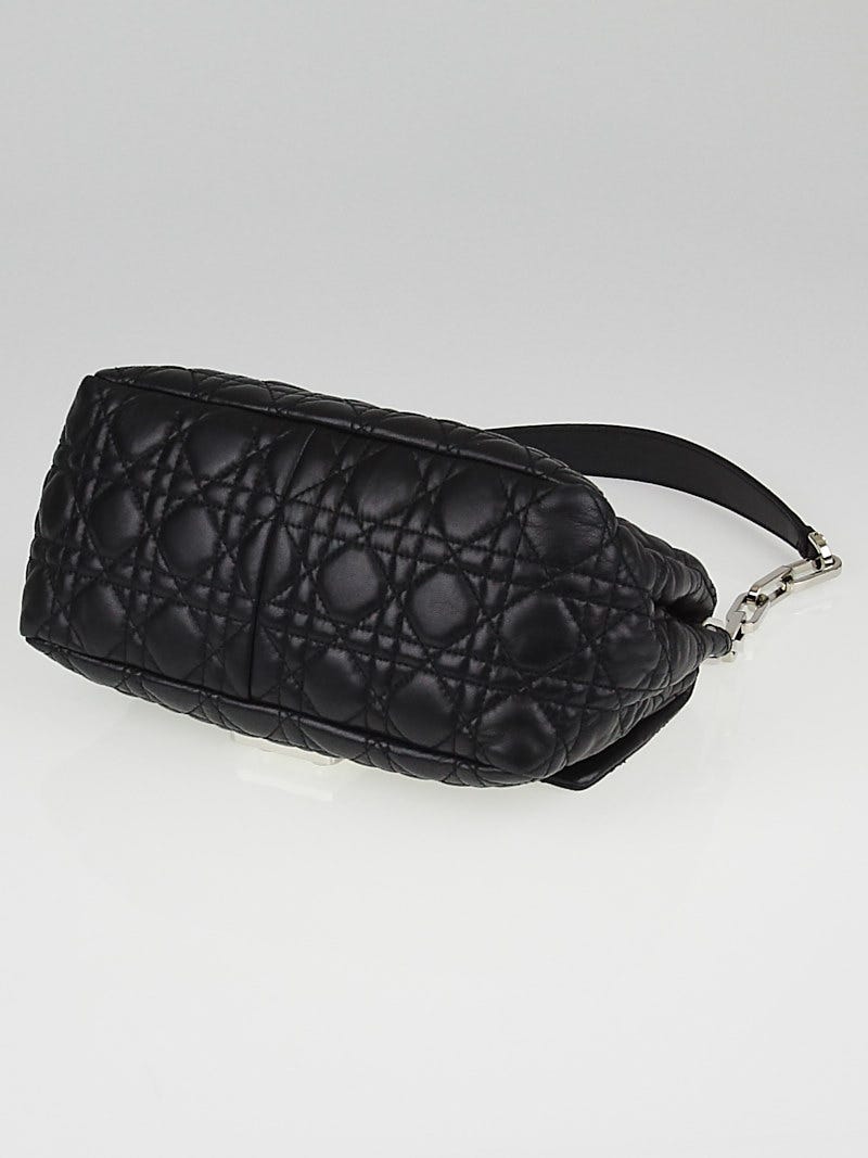 Christian Dior Black Cannage Quilted Lambskin Leather New