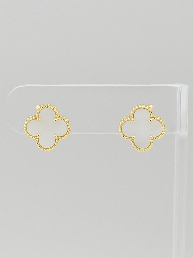 Van Cleef & Arpels 18k Gold and Mother of Pearl Vintage Alhambra Earclips