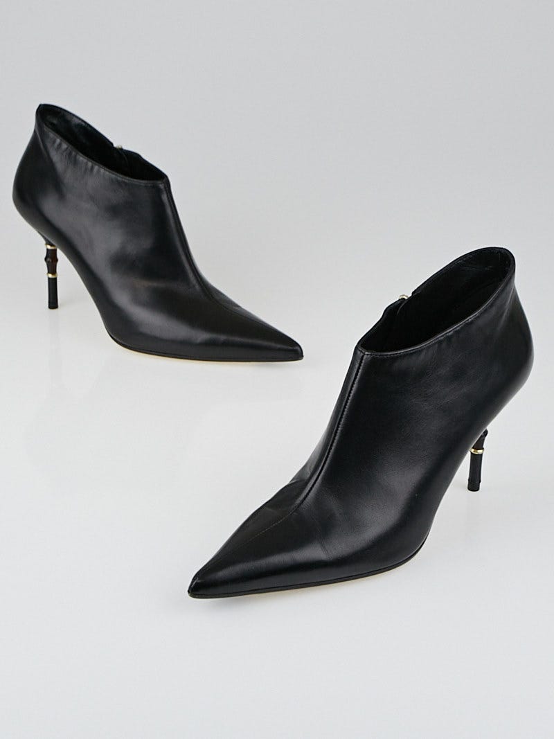 Gucci Black Leather Pointed-Toe Booties Size 8.5B