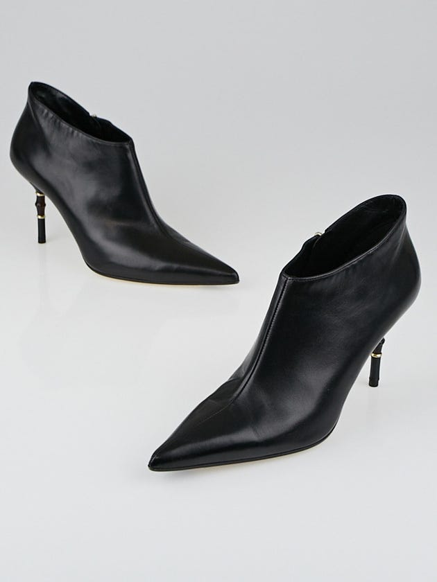 Gucci Black Leather Pointed-Toe Booties Size 8.5B