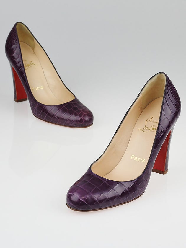 Christian Louboutin Purple Crocodile Simple 100 Pumps Size 6.5/37
