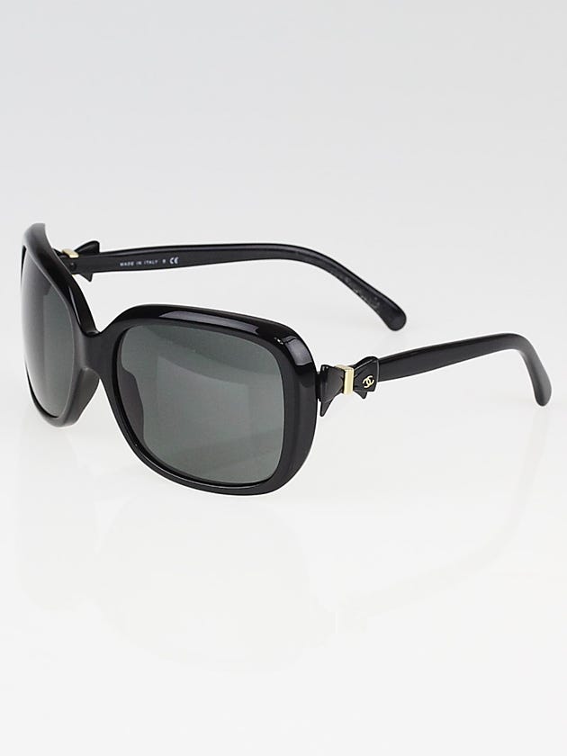 Chanel Black Plastic Frame Black Tint Bow Sunglasses-5171