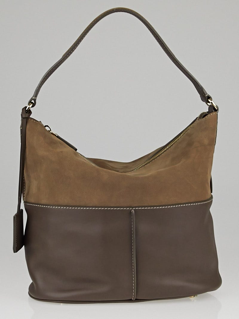 Tod's Beige Leather and Suede Emma Hobo Bag