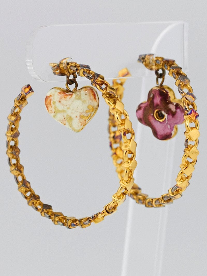 Louis Vuitton Goldtone Chain Bijoux Fantaisie Hoop Earrings
