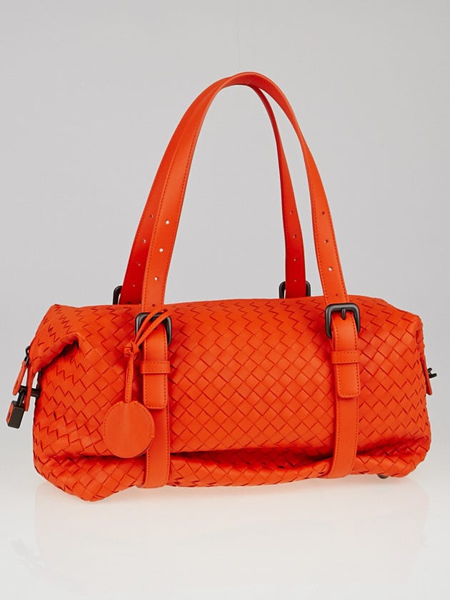 Bottega Veneta Tangerine Intrecciato Woven Nappa Leather Montaigne Bag