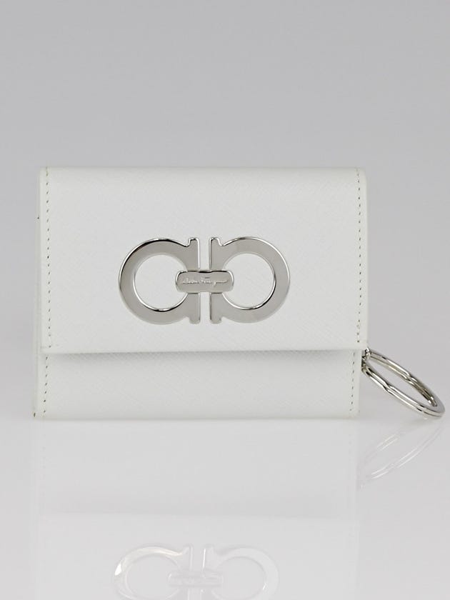 Salvatore Ferragamo White Saffiano Leather Key Case