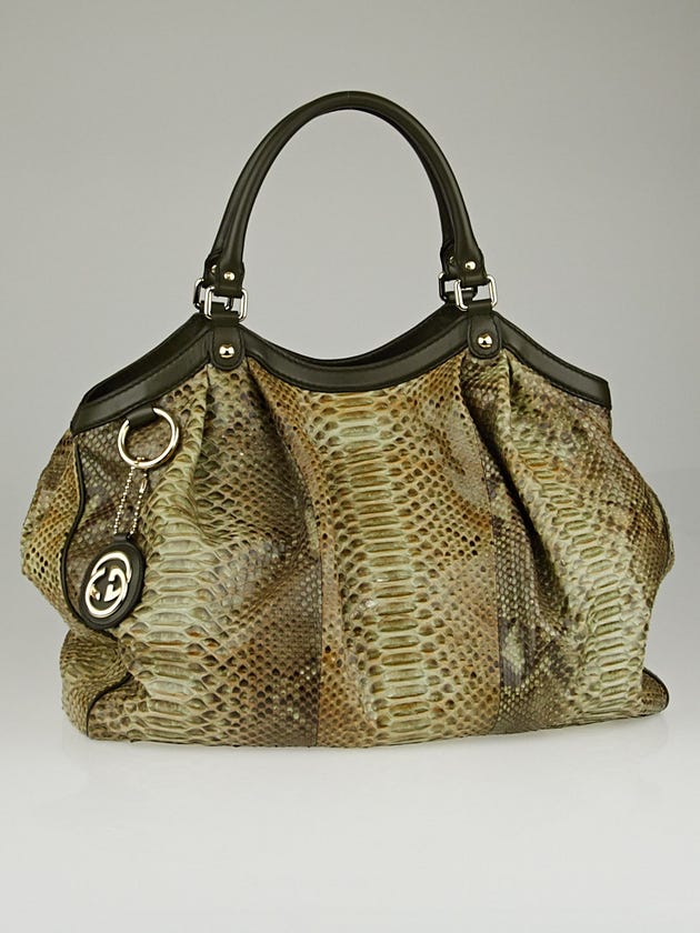 Gucci Beige/Ebony Python Large Sukey Tote Bag