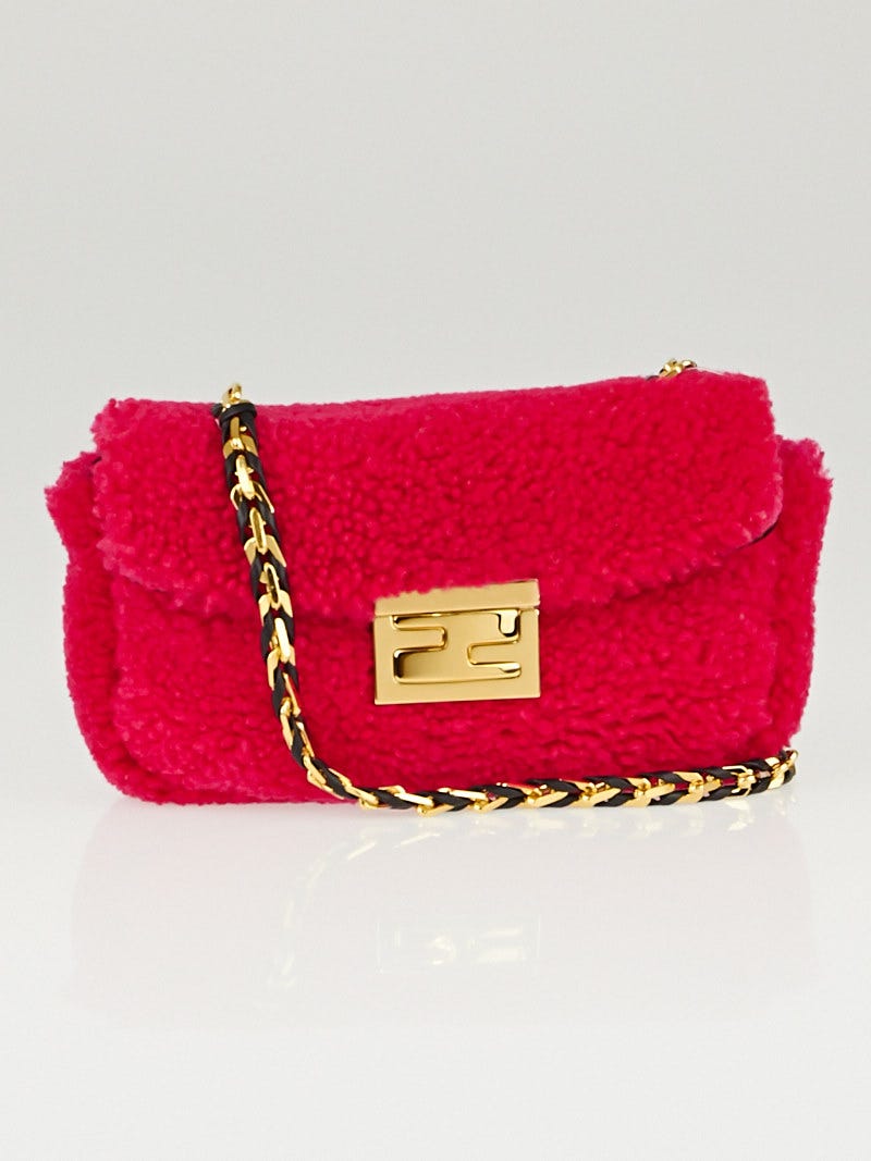 FENDI: bag in leather with logo - Fuchsia