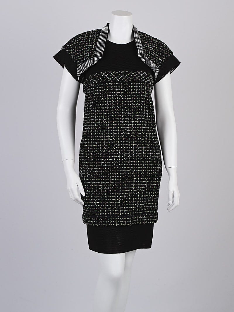 Chanel Black Nylon Blend Tweed and Mesh Short-Sleeve Dress Size 6/38 -  Yoogi's Closet