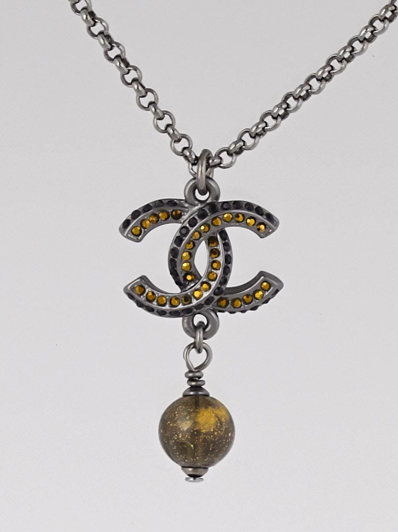 Chanel Chain and Crystal CC Pendant Necklace