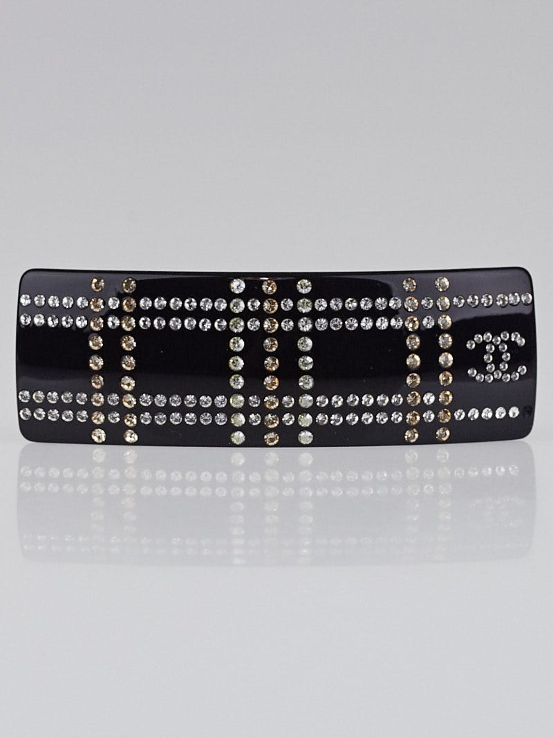 Chanel Black Resin and Crystal CC Large Barrette