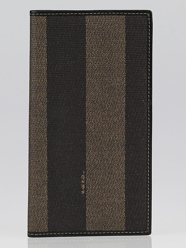 Fendi Black/Brown Striped Coated Canvas Checkbook Wallet