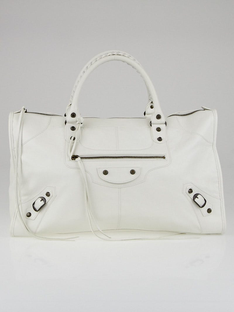 ハンドバッグ BALENCIAGA WHITE SHEARLING DUTY FREE S HANDBAG Balenciaga White Giant Brogues Work Handbag ○ Labellov