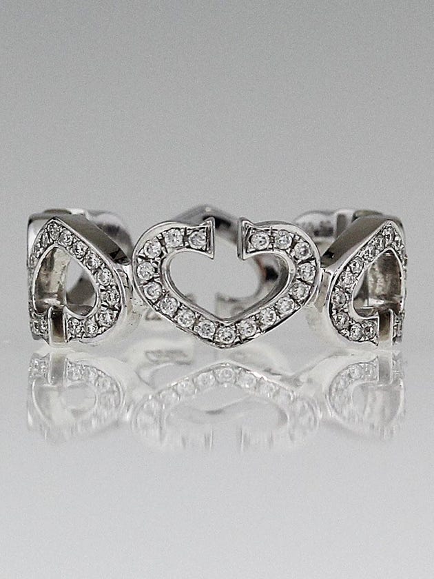Cartier 18K White Gold and Diamonds Hearts of Cartier Ring Size 6/52