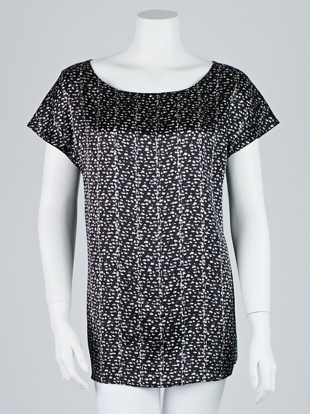Emporio Armani Black/White Printed Silk Blouse Size 10/44