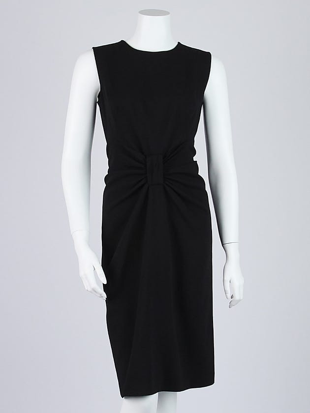 Prada Black Wool Front Knot Sleeveless Dress Size 8/42