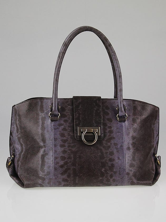 Salvatore Ferragamo Purple Lizard Top Handle Bag