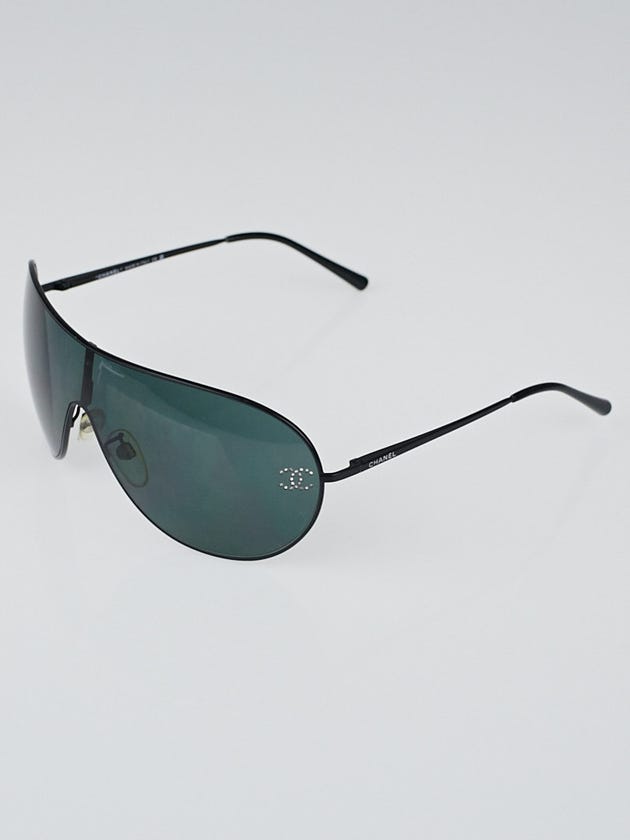 Chanel Black Metal Aviator Sunglasses with Swarovski Crystals 4122-B