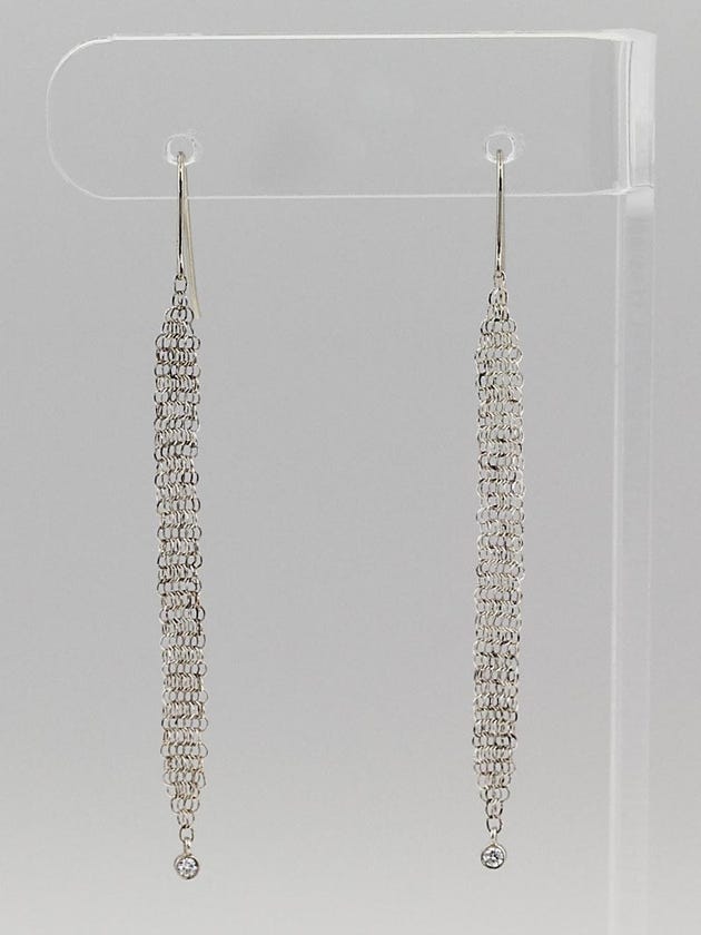 Tiffany & Co. Sterling Silver Mesh Tassel and Diamond Earrings