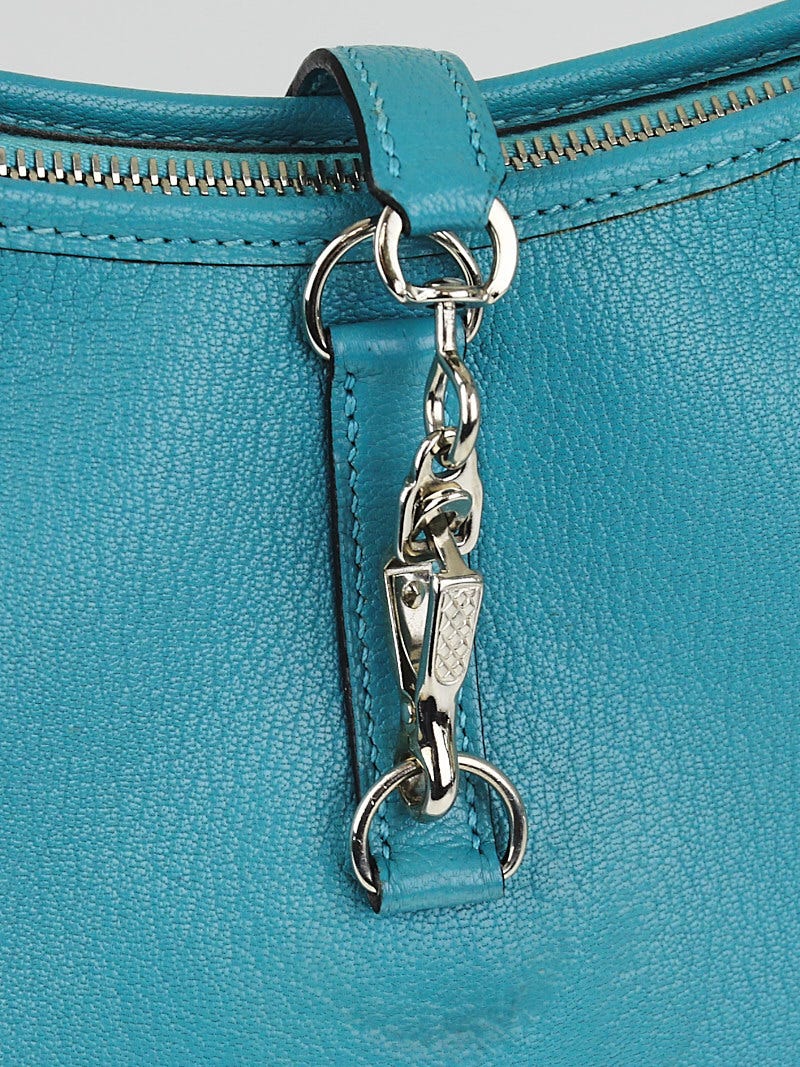 Hermes 31cm Turquoise Chevre Mysore Leather Palladium Plated Bolide Bag -  Yoogi's Closet