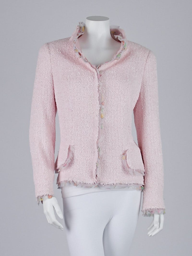 Chanel Light Pink Boucle Tweed Ice Cream Jacket Size 14/46