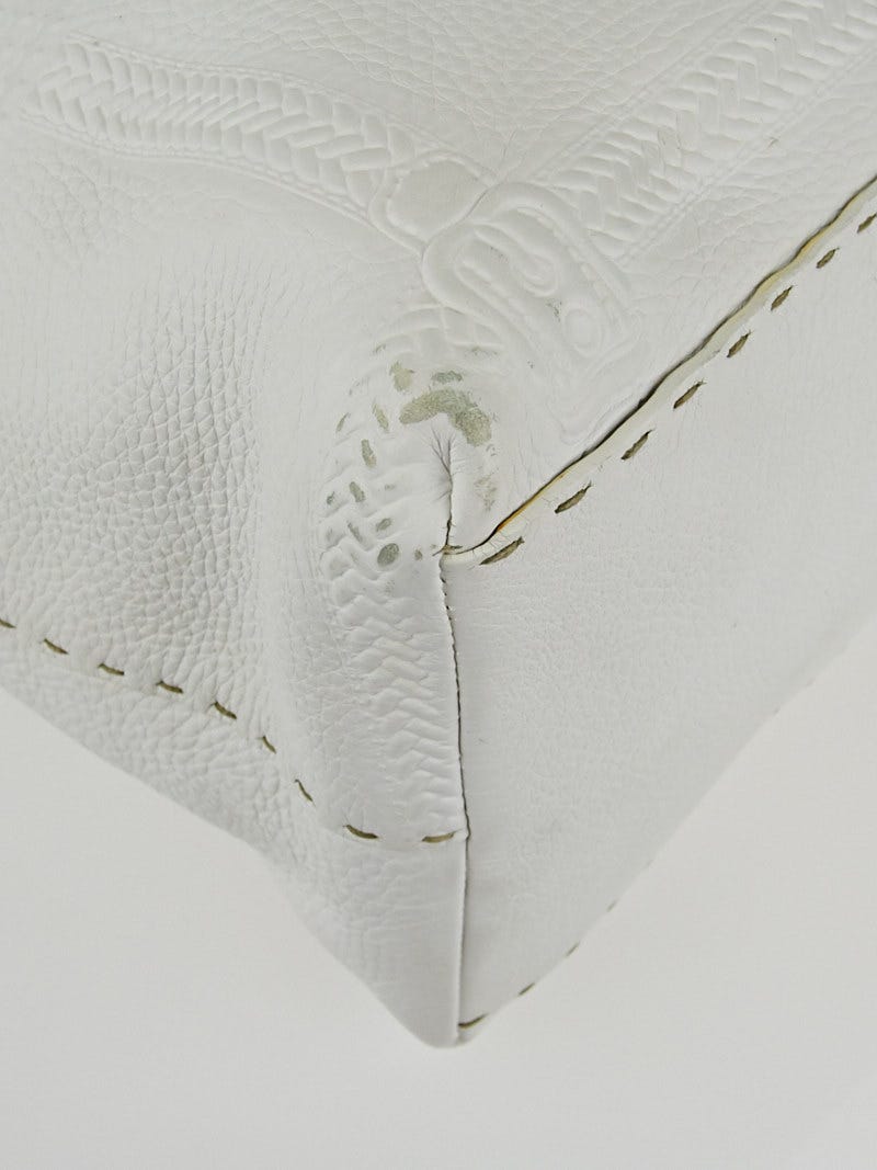 Fendi White Selleria Leather Grand Borghese Bag - 8BN156