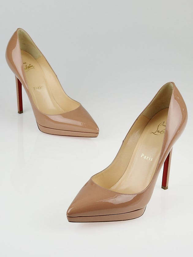 Christian Louboutin Nude Patent Leather Pigalle Plato 120 Pumps Size 7/37.5