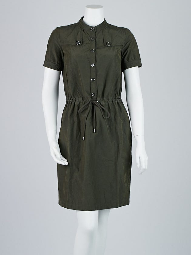 Burberry Brit Olive Viscose/Cotton Shirt Dress Size 4