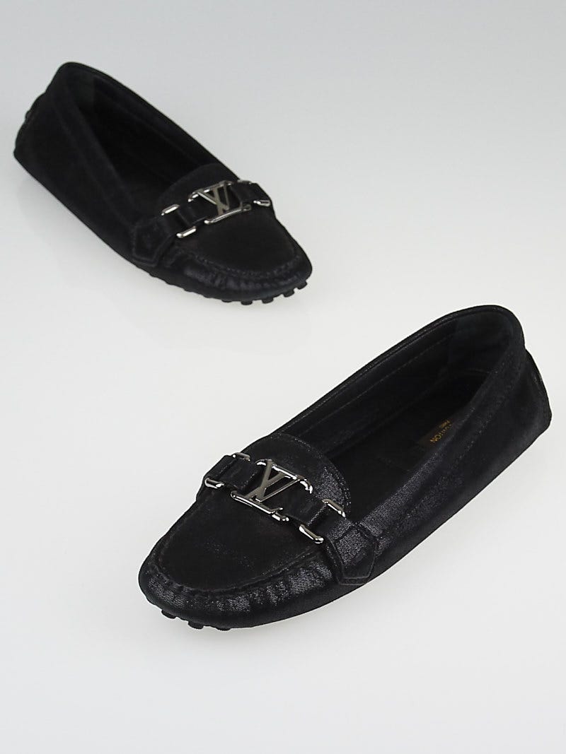 Louis Vuitton Black Lame Leather Monte Carlo Moccasin Loafers Size
