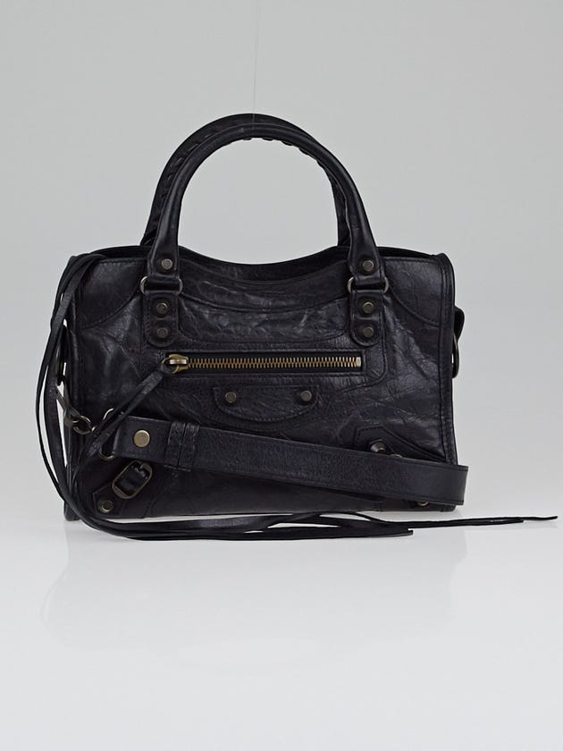 Balenciaga Black Lambskin Leather Mini Motorcycle City Bag