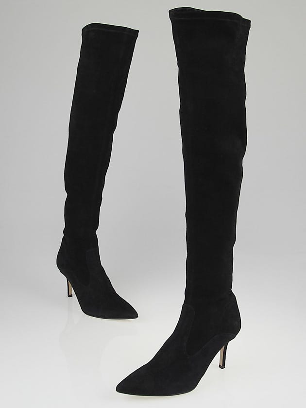 Valentino Black Suede Knee-High Boots Size 5.5/36