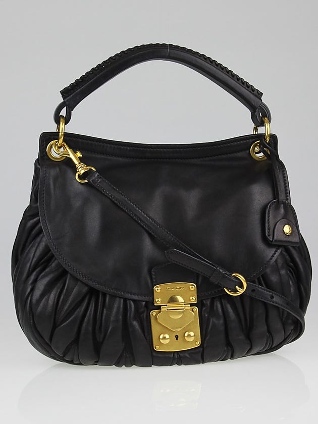 Miu Miu Black Matelasse Lambskin Leather 2-Way Shoulder Bag RR1770