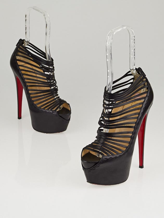 Christian Louboutin Black Leather Zoulou 160 Platform Pumps Size 8.5/39