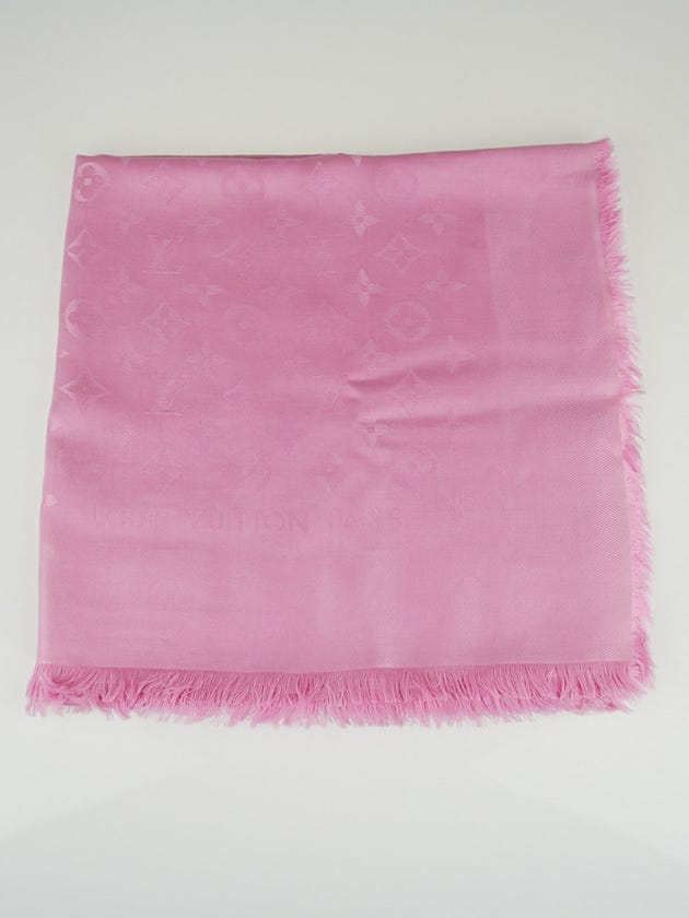 Louis Vuitton Pink Monogram Silk/Wool Shawl Scarf