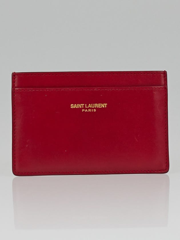 Saint Laurent Red Calfskin Leather Credit Card Holder