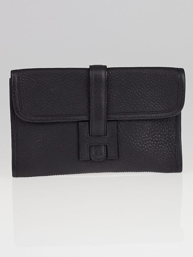 Hermes Vintage Black Clemence Leather Mini Jige Clutch Bag