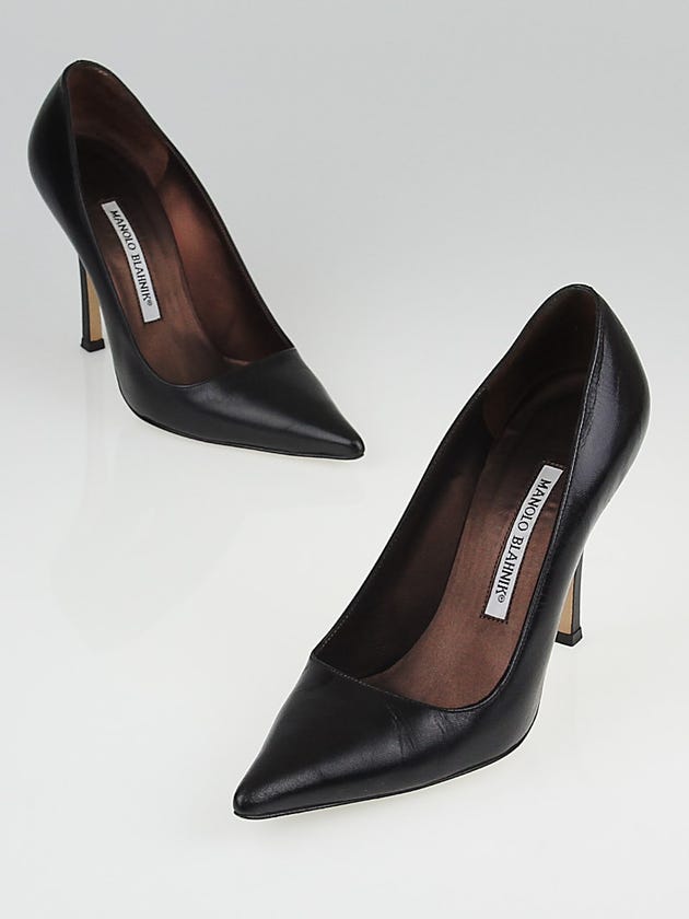 Manolo Blahnik Black Leather Para Pumps Size 6.5/37