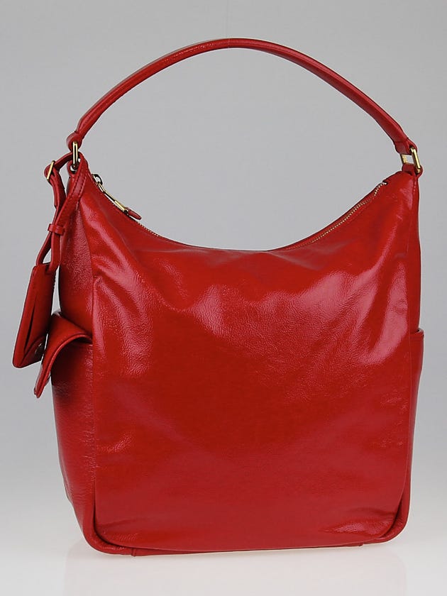 Yves Saint Laurent Red Patent Leather Multy Medium Hobo Bag